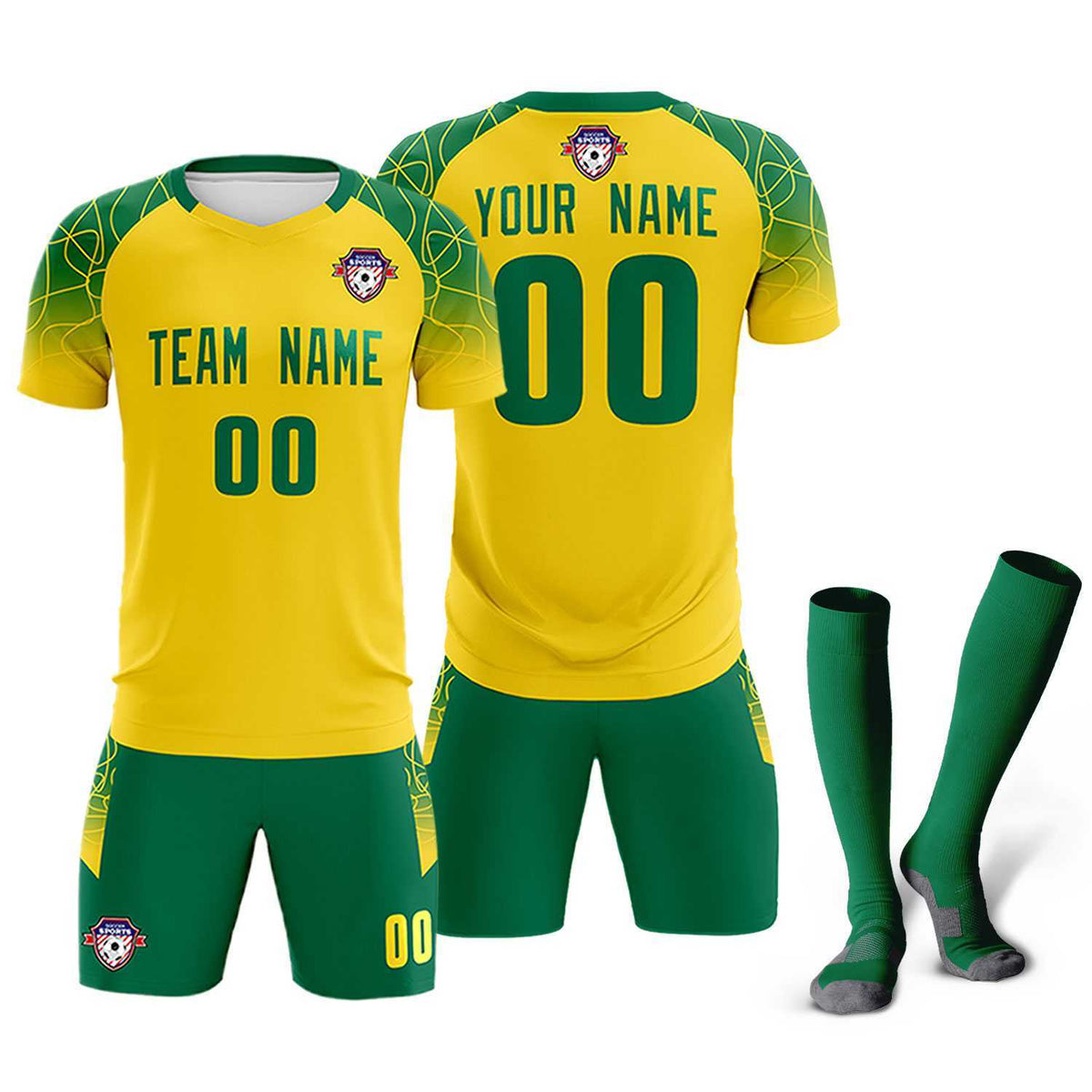 Custom Gold Classic Football Training Kit Jersey For Adults/Kids