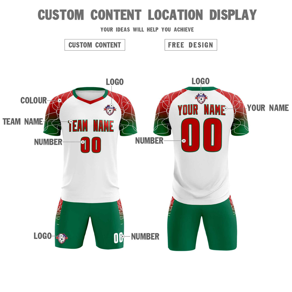 Custom White Classic Football Training Kit Jersey For Adults/Kids
