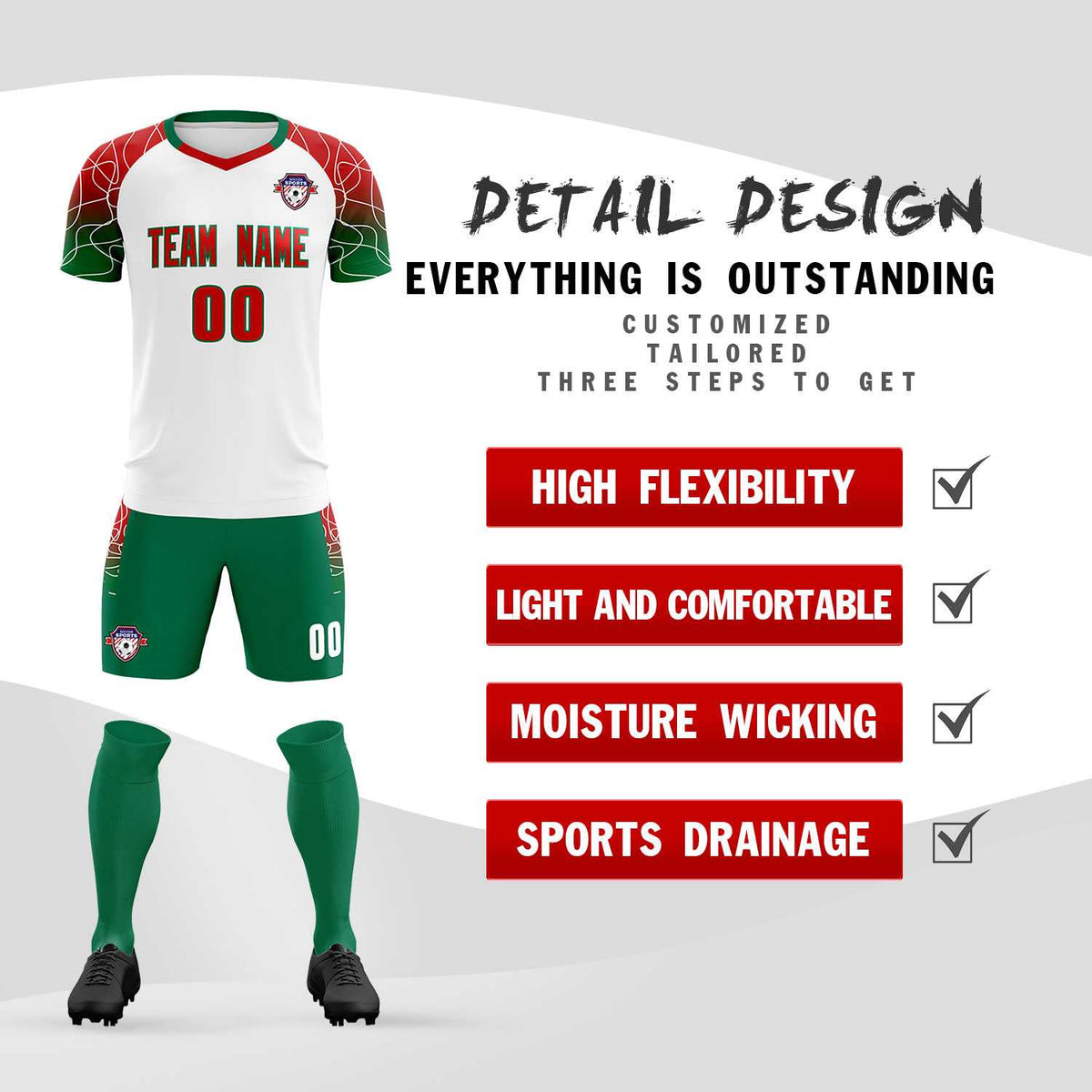 Custom White Classic Football Training Kit Jersey For Adults/Kids