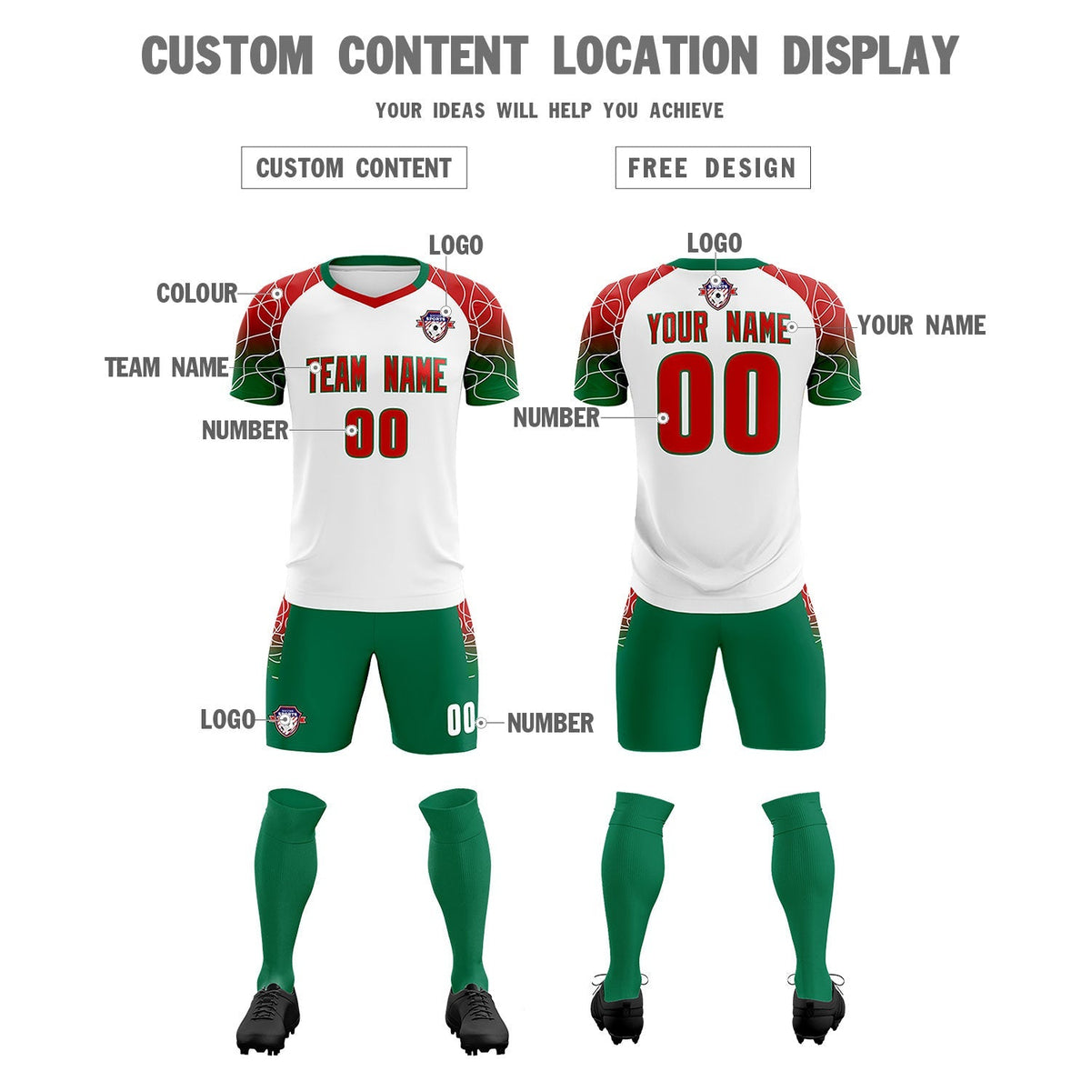 Custom White Classic Football Training Kit Jersey For Adults/Kids