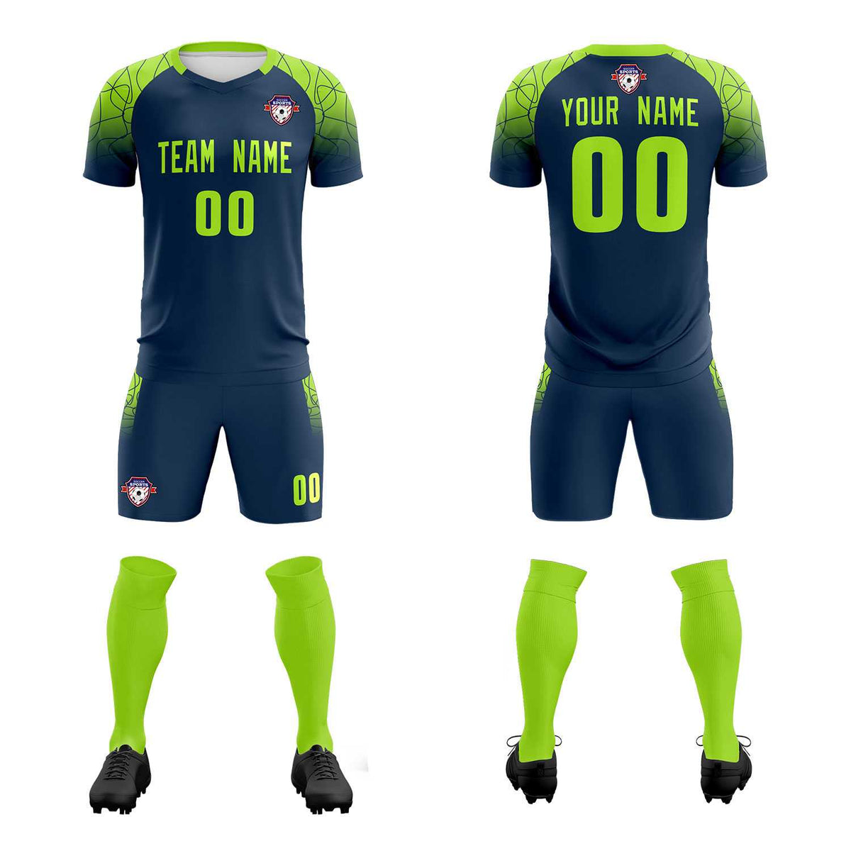 Custom Midnight Blue Classic Football Training Kit Jersey For Adults/Kids