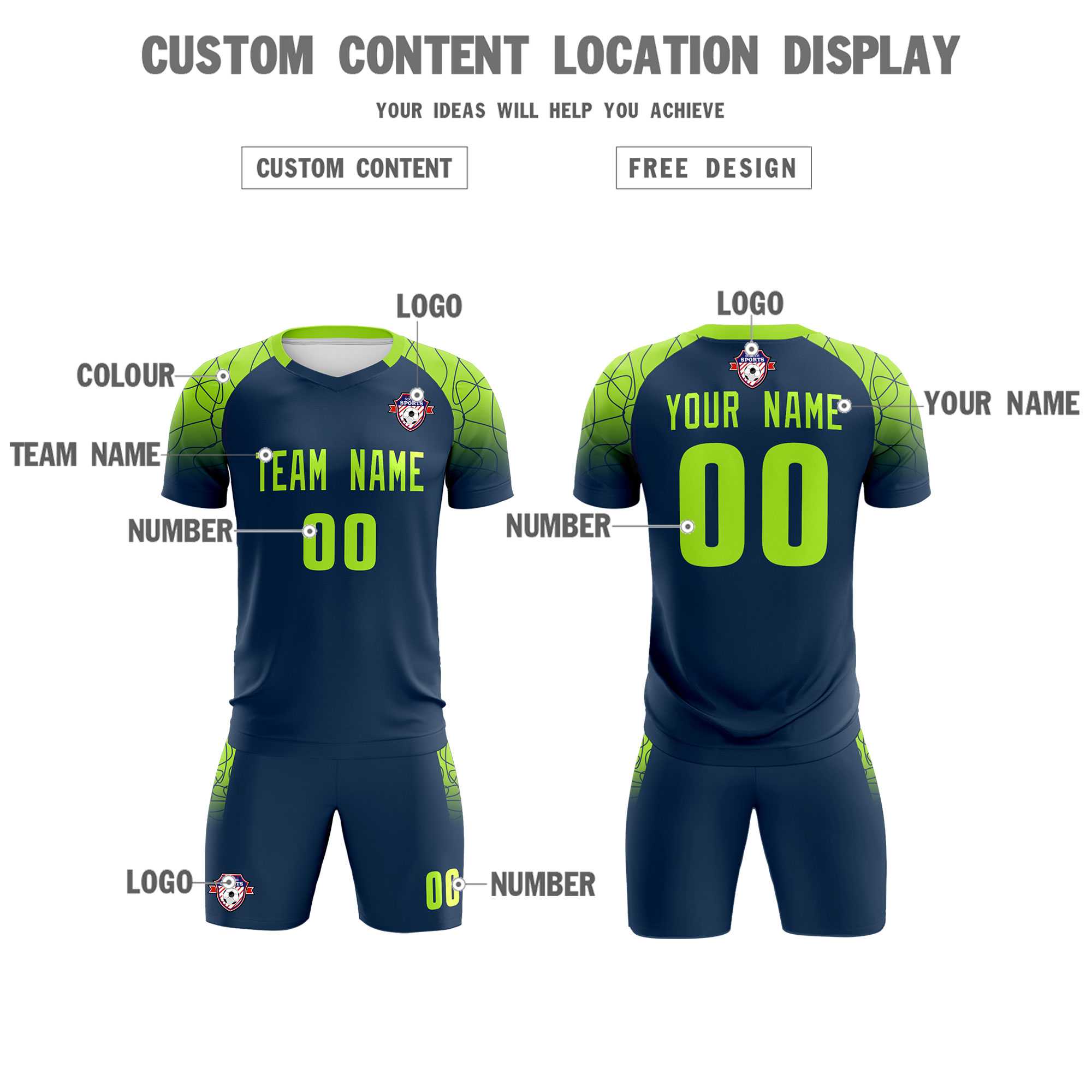 Custom Midnight Blue Classic Football Training Kit Jersey For Adults/Kids