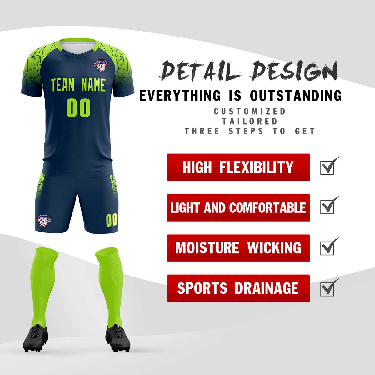 Custom Midnight Blue Classic Football Training Kit Jersey For Adults/Kids