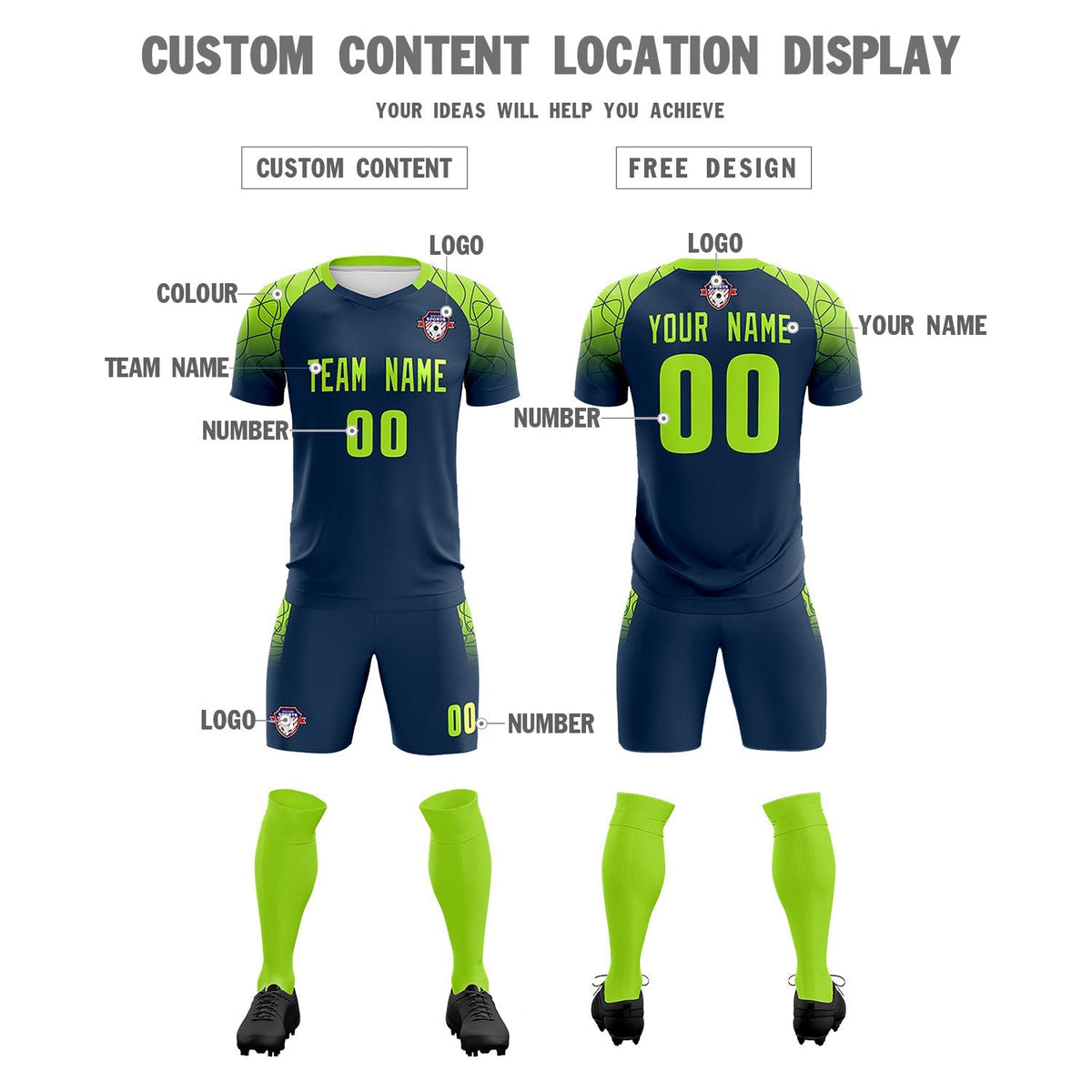 Custom Midnight Blue Classic Football Training Kit Jersey For Adults/Kids