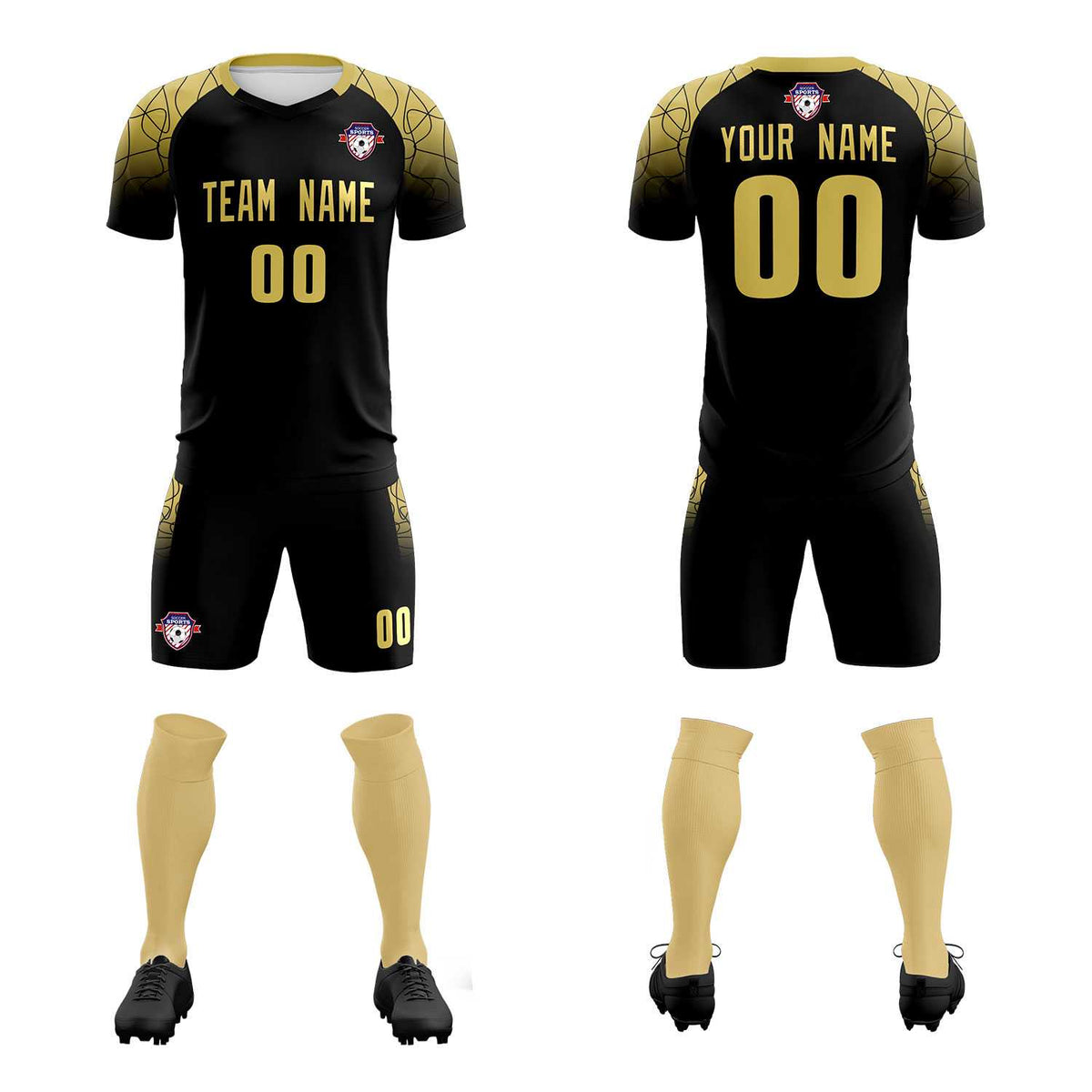 Custom Black Classic Football Training Kit Jersey For Adults/Kids