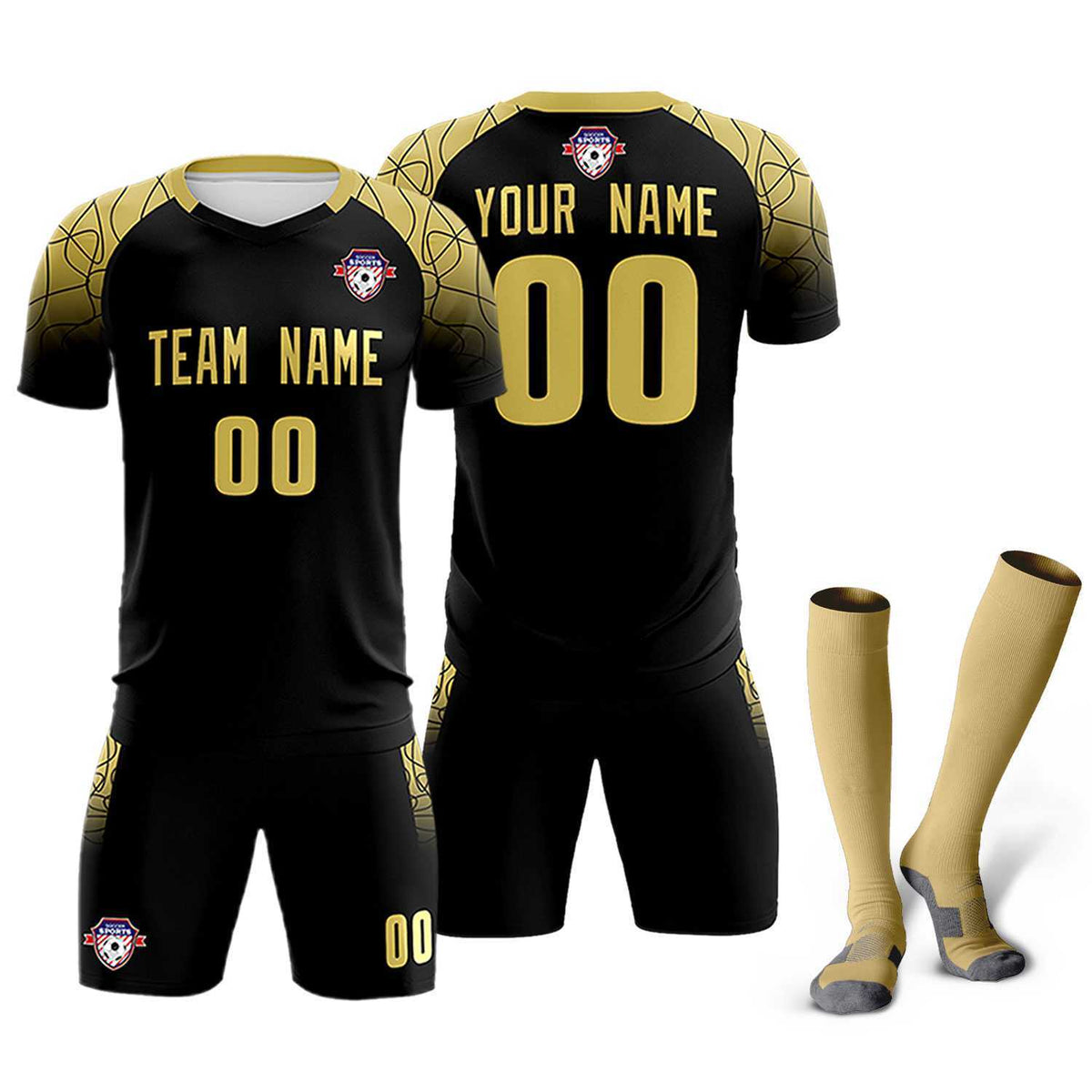 Custom Black Classic Football Training Kit Jersey For Adults/Kids