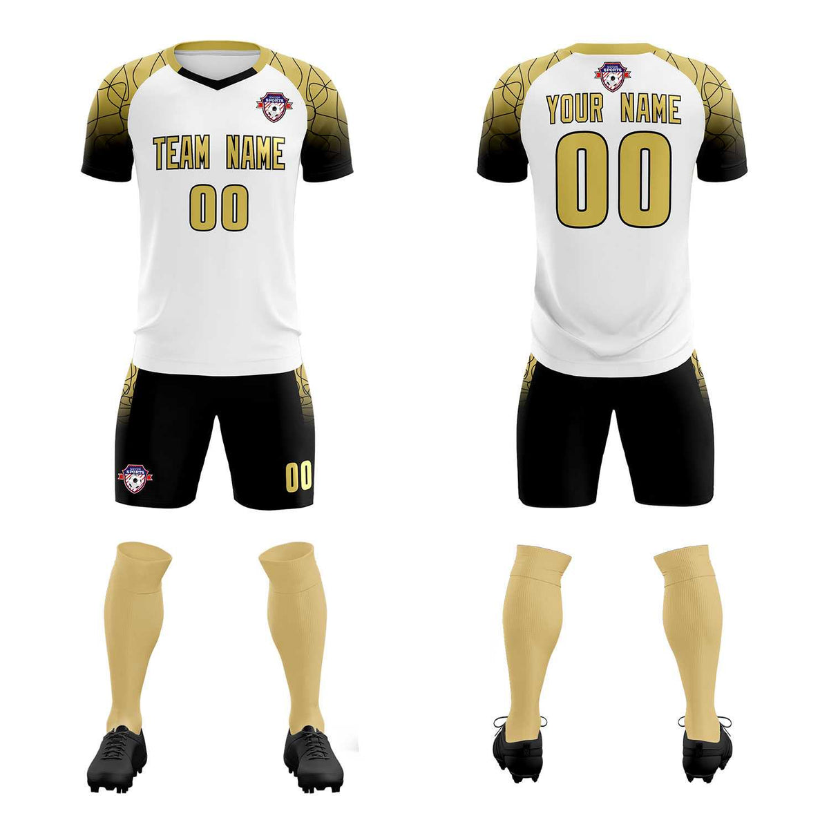 Custom White Classic Football Training Kit Jersey For Adults/Kids