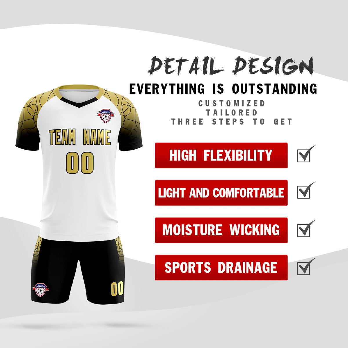 Custom White Classic Football Training Kit Jersey For Adults/Kids