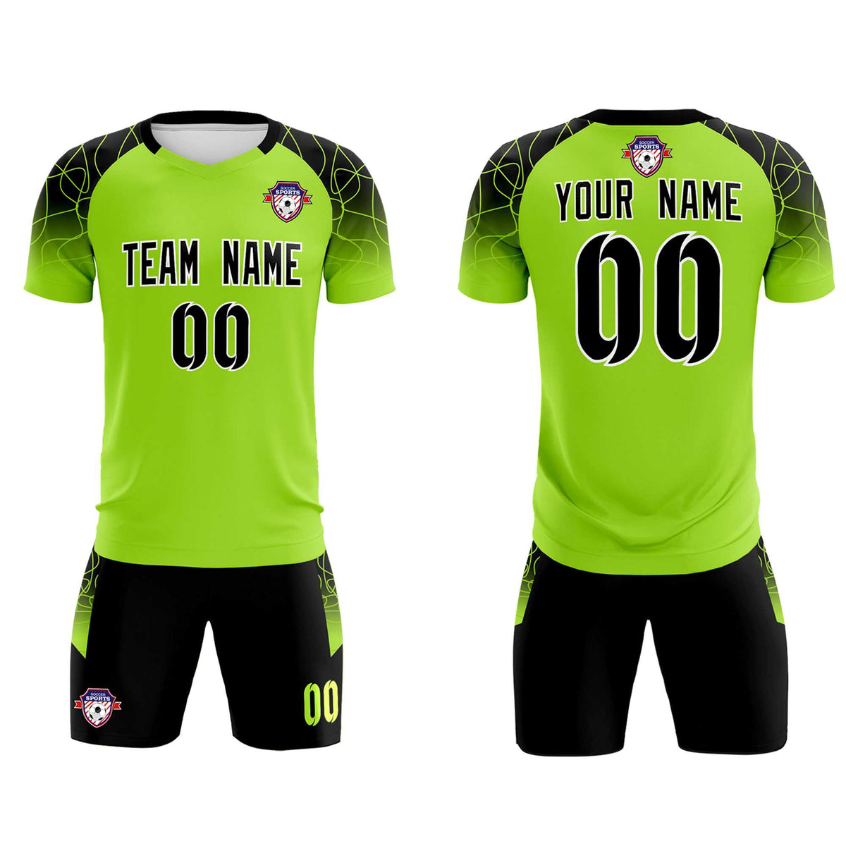 Custom Neon Green Classic Football Training Kit Jersey For Adults/Kids