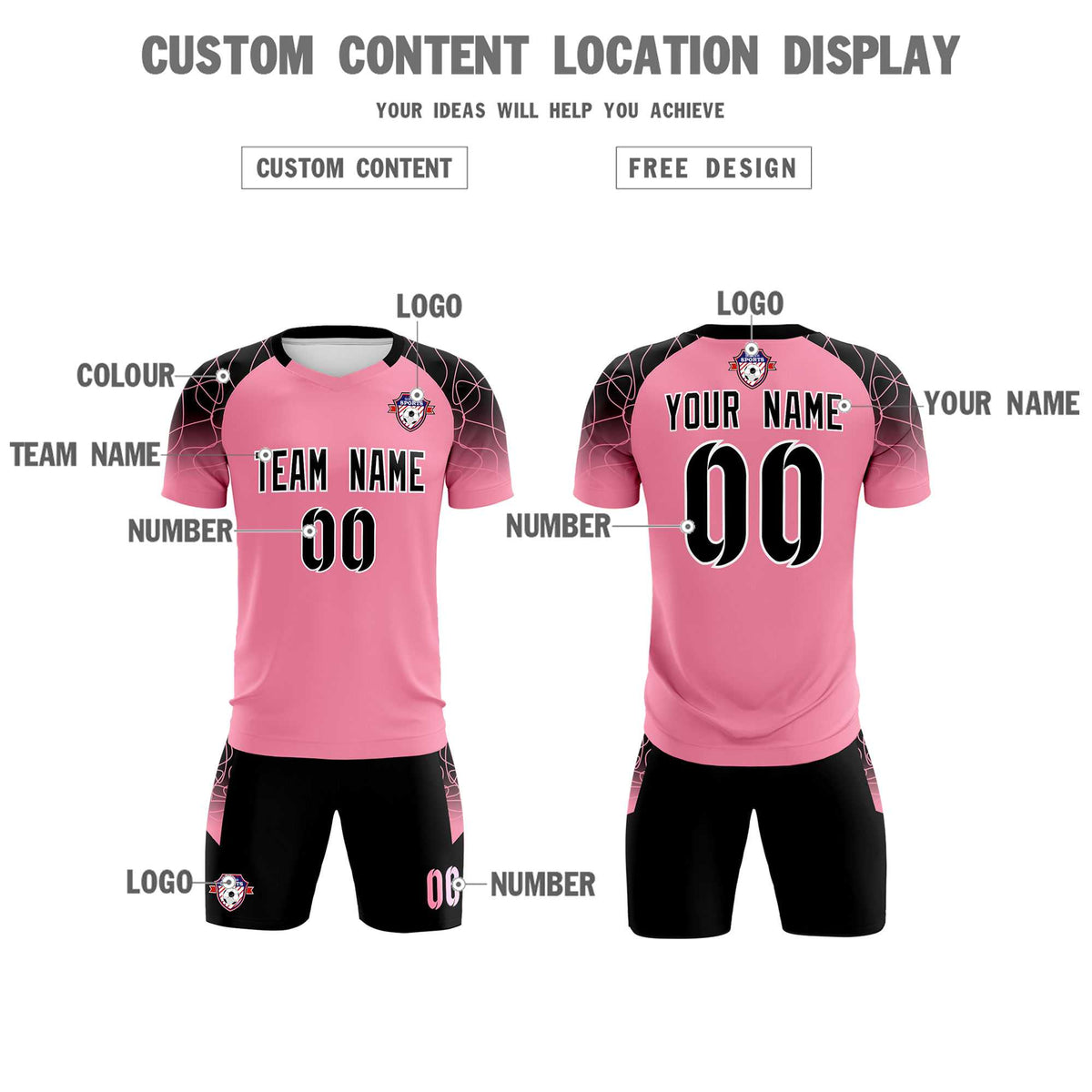 Custom Light Pink Classic Football Training Kit Jersey For Adults/Kids