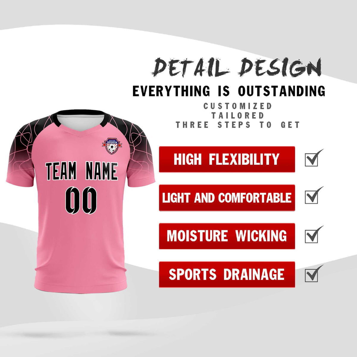 Custom Light Pink Classic Football Training Kit Jersey For Adults/Kids