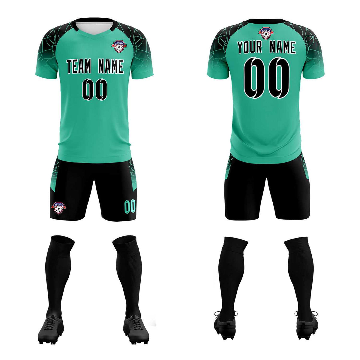 Custom Green Classic Football Training Kit Jersey For Adults/Kids