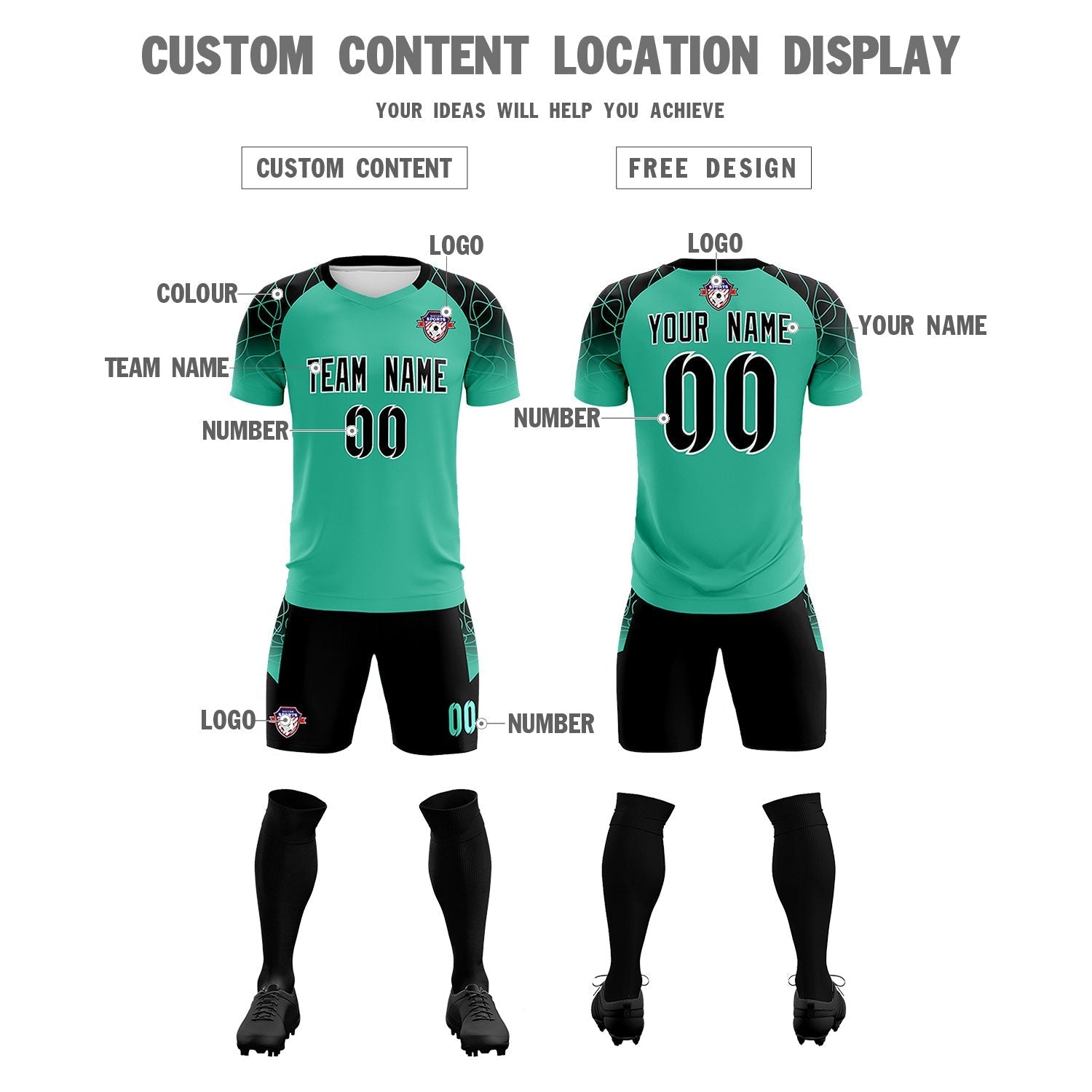 Custom Green Classic Football Training Kit Jersey For Adults/Kids