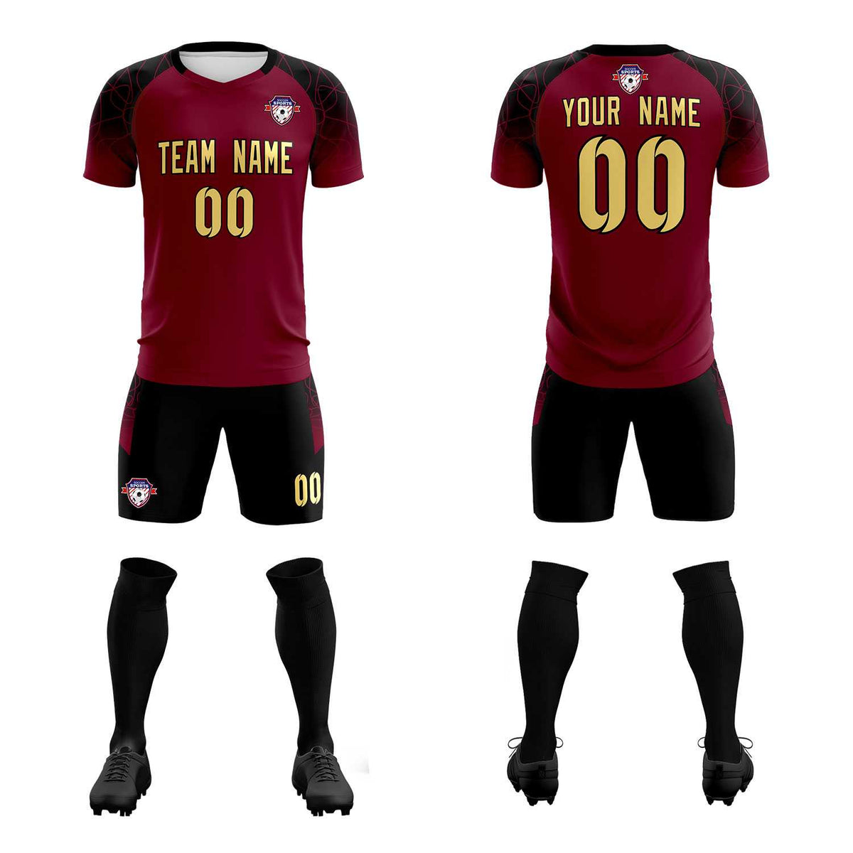 Custom Crimson Classic Football Training Kit Jersey For Adults/Kids