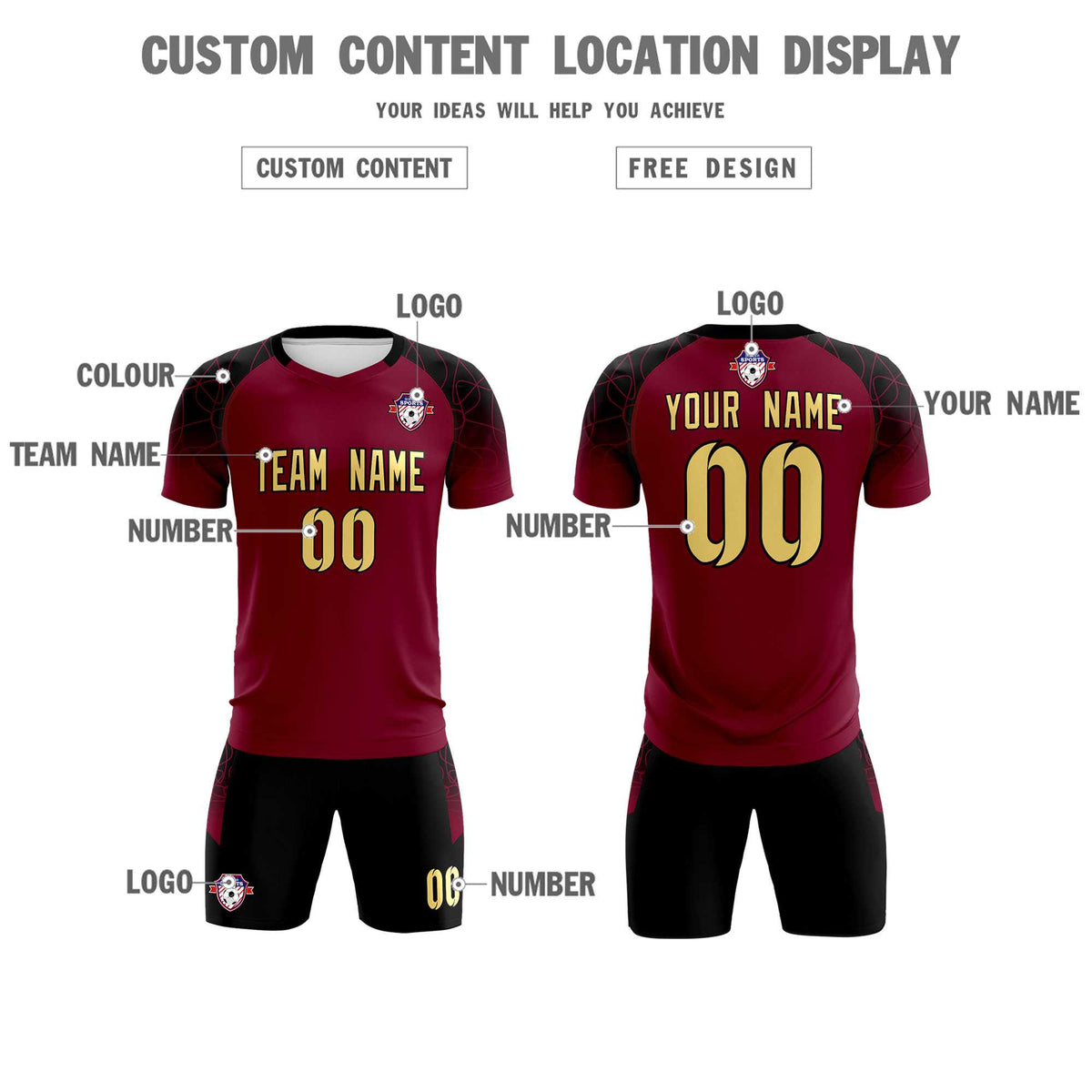 Custom Crimson Classic Football Training Kit Jersey For Adults/Kids