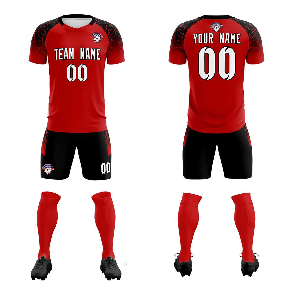 Custom Red Classic Football Training Kit Jersey For Adults/Kids
