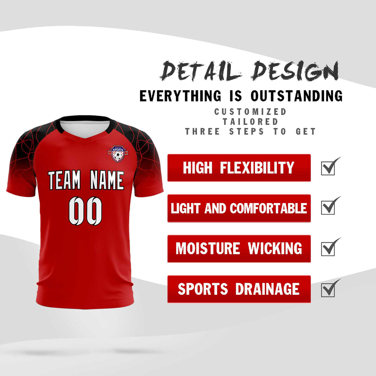 Custom Red Classic Football Training Kit Jersey For Adults/Kids