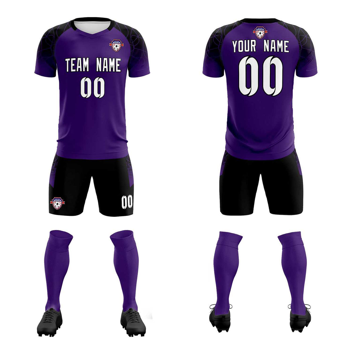 Custom Purple Classic Football Training Kit Jersey For Adults/Kids