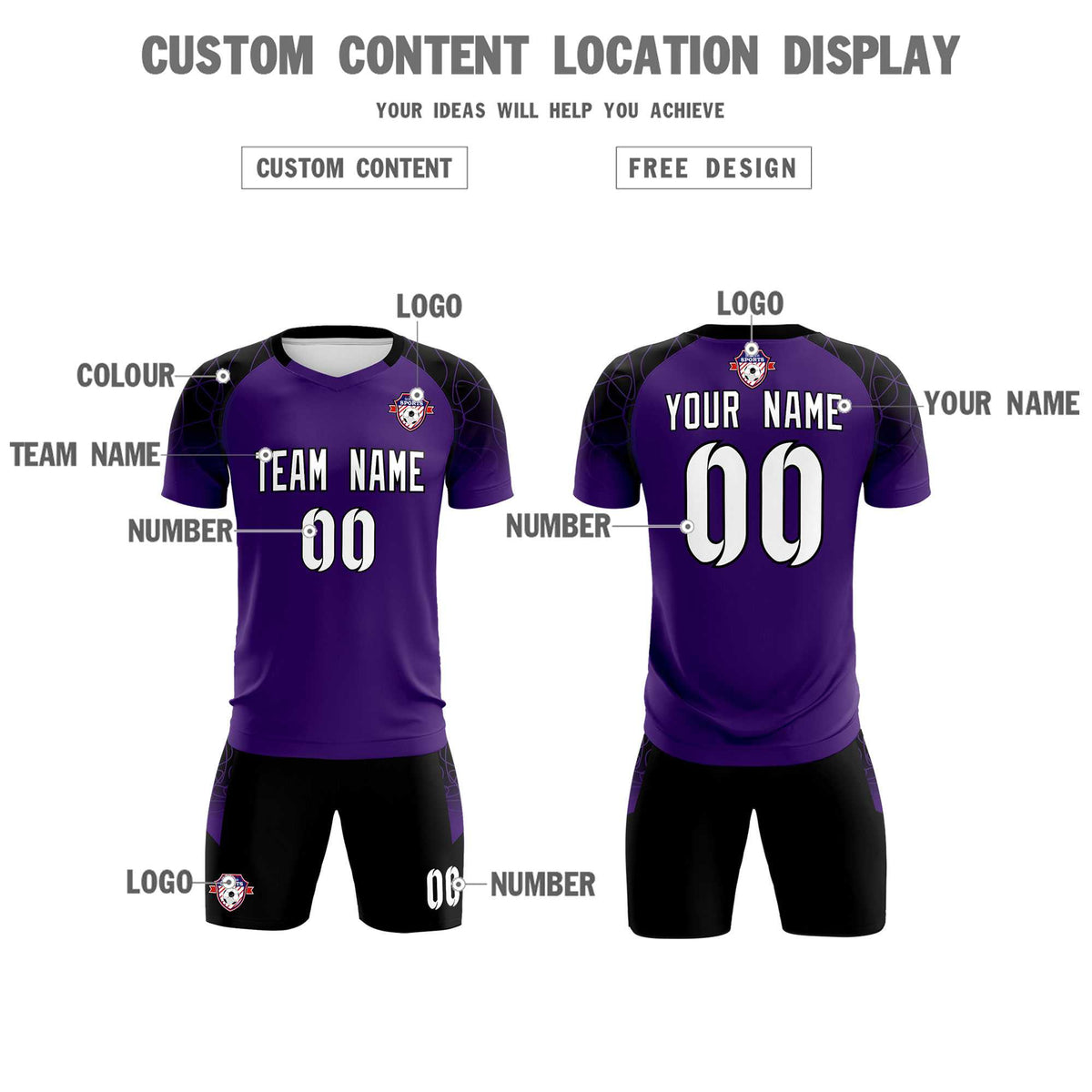 Custom Purple Classic Football Training Kit Jersey For Adults/Kids