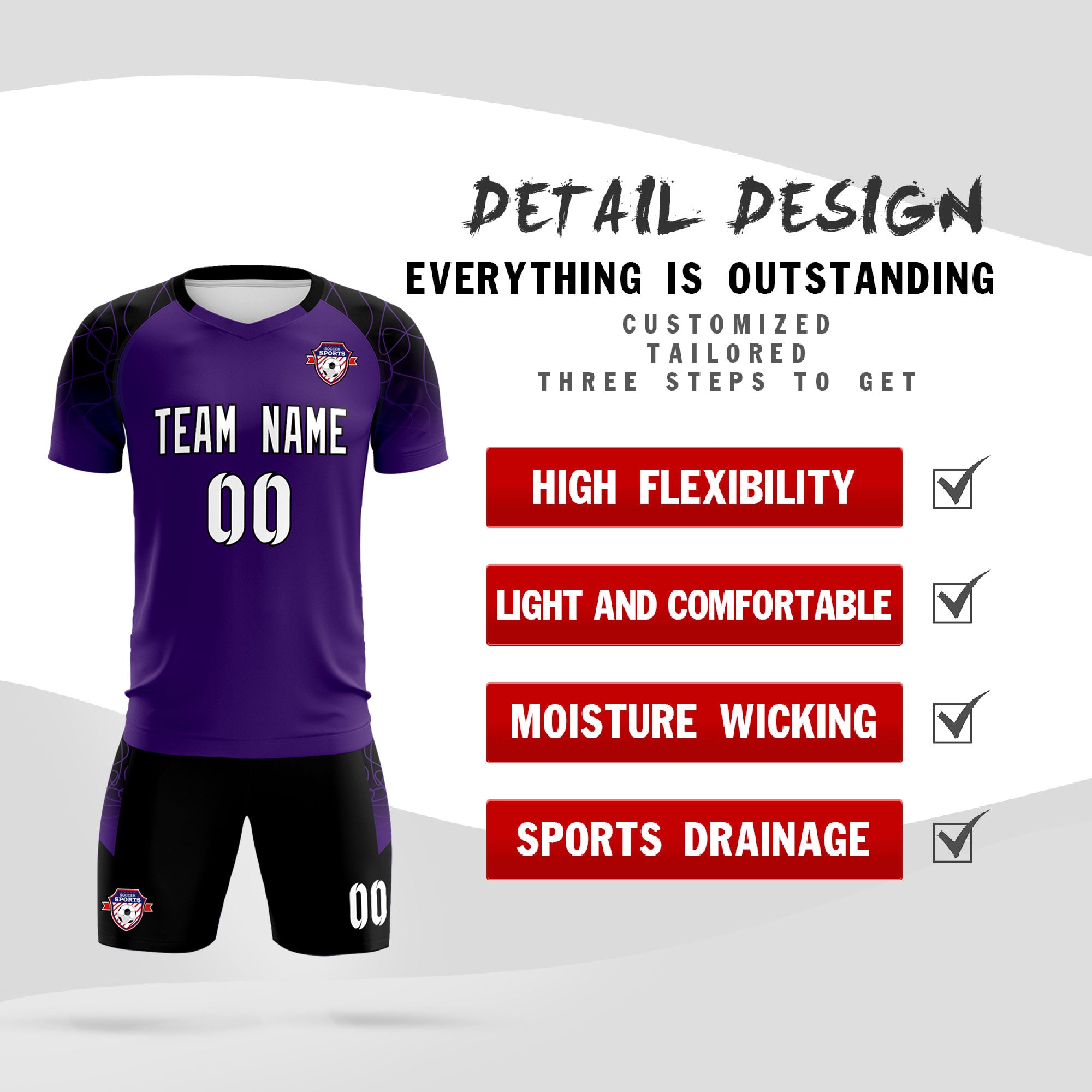 Custom Purple Classic Football Training Kit Jersey For Adults/Kids
