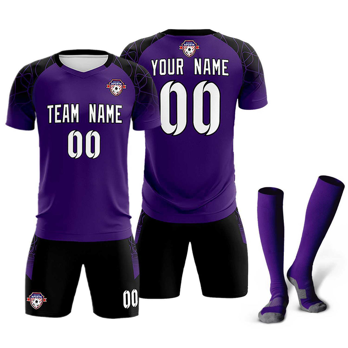Custom Purple Classic Football Training Kit Jersey For Adults/Kids