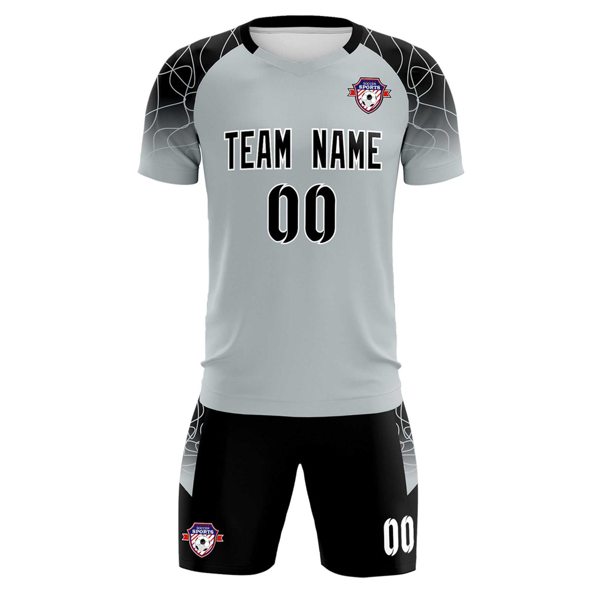 Custom Silver Classic Football Training Kit Jersey For Adults/Kids