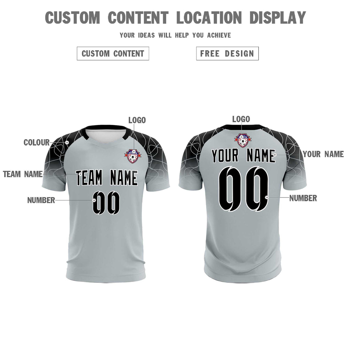 Custom Silver Classic Football Training Kit Jersey For Adults/Kids