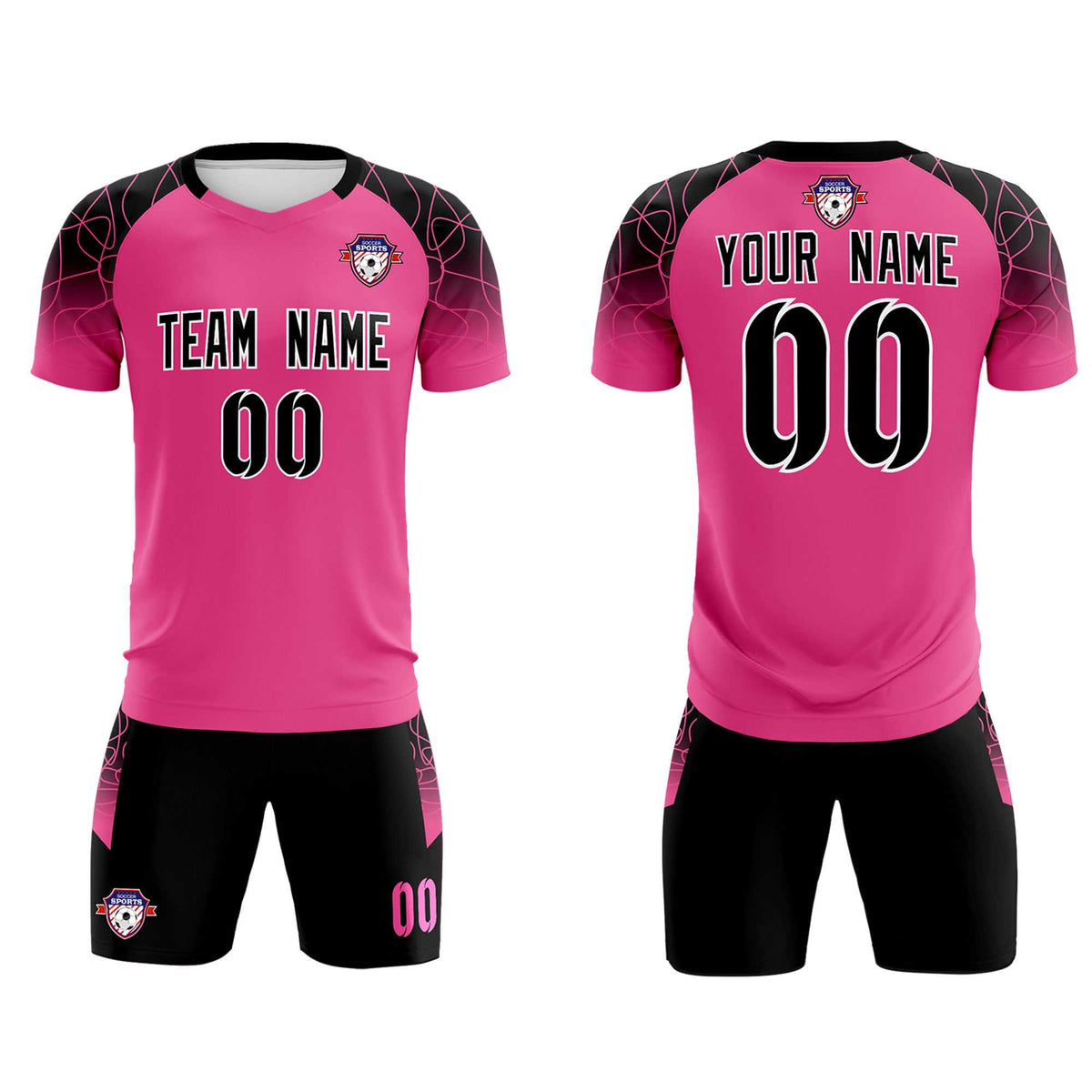 Custom Rose Red Classic Football Training Kit Jersey For Adults/Kids