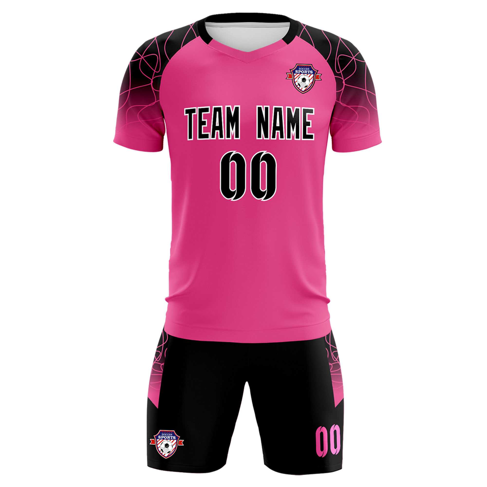 Custom Rose Red Classic Football Training Kit Jersey For Adults/Kids