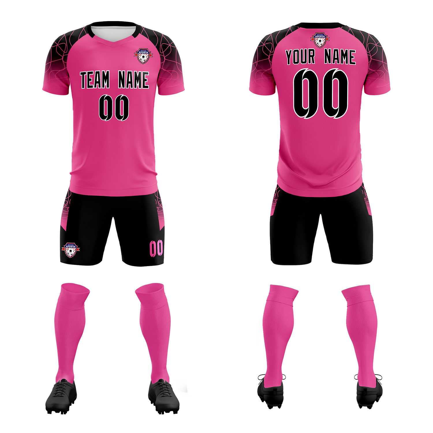 Custom Rose Red Classic Football Training Kit Jersey For Adults/Kids