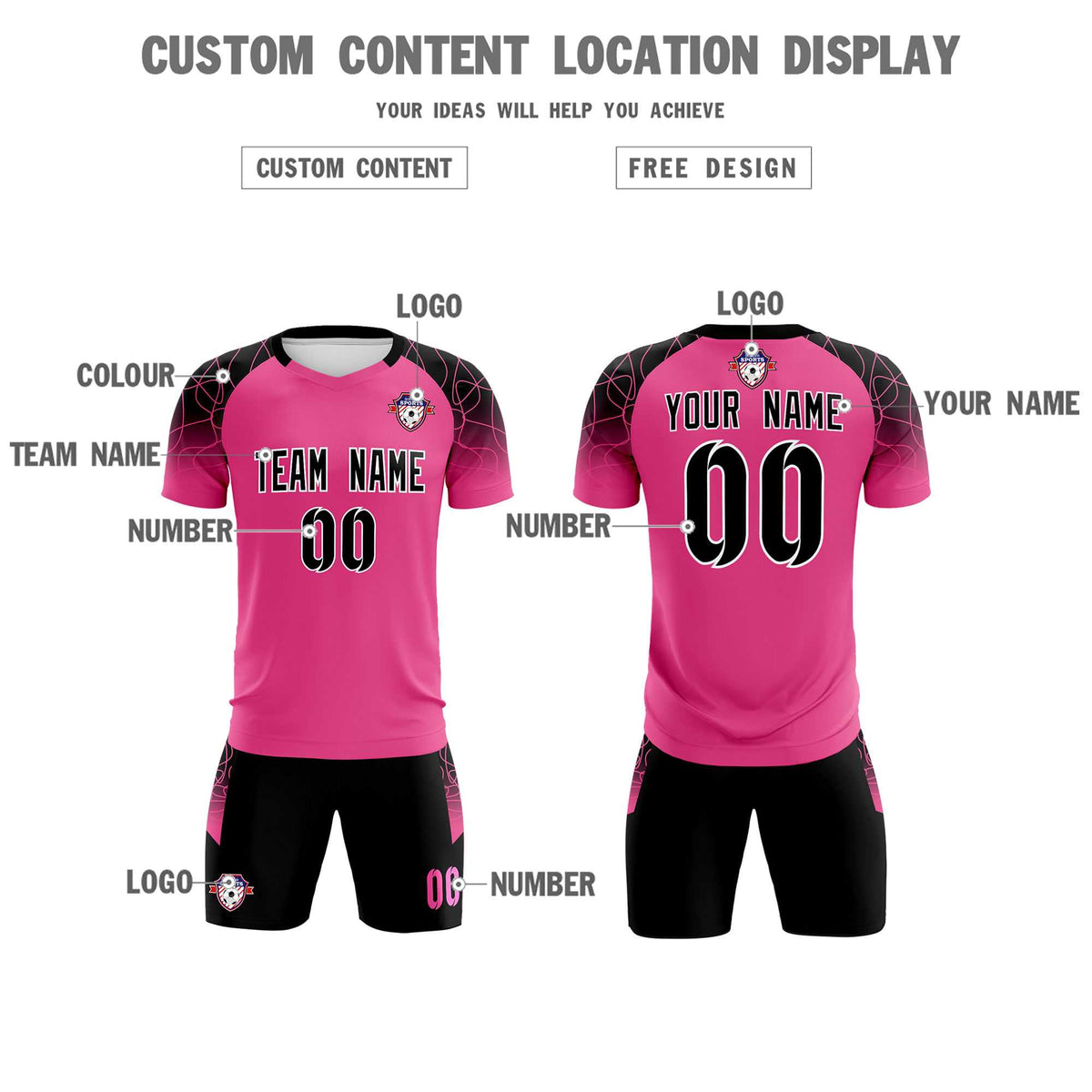Custom Rose Red Classic Football Training Kit Jersey For Adults/Kids