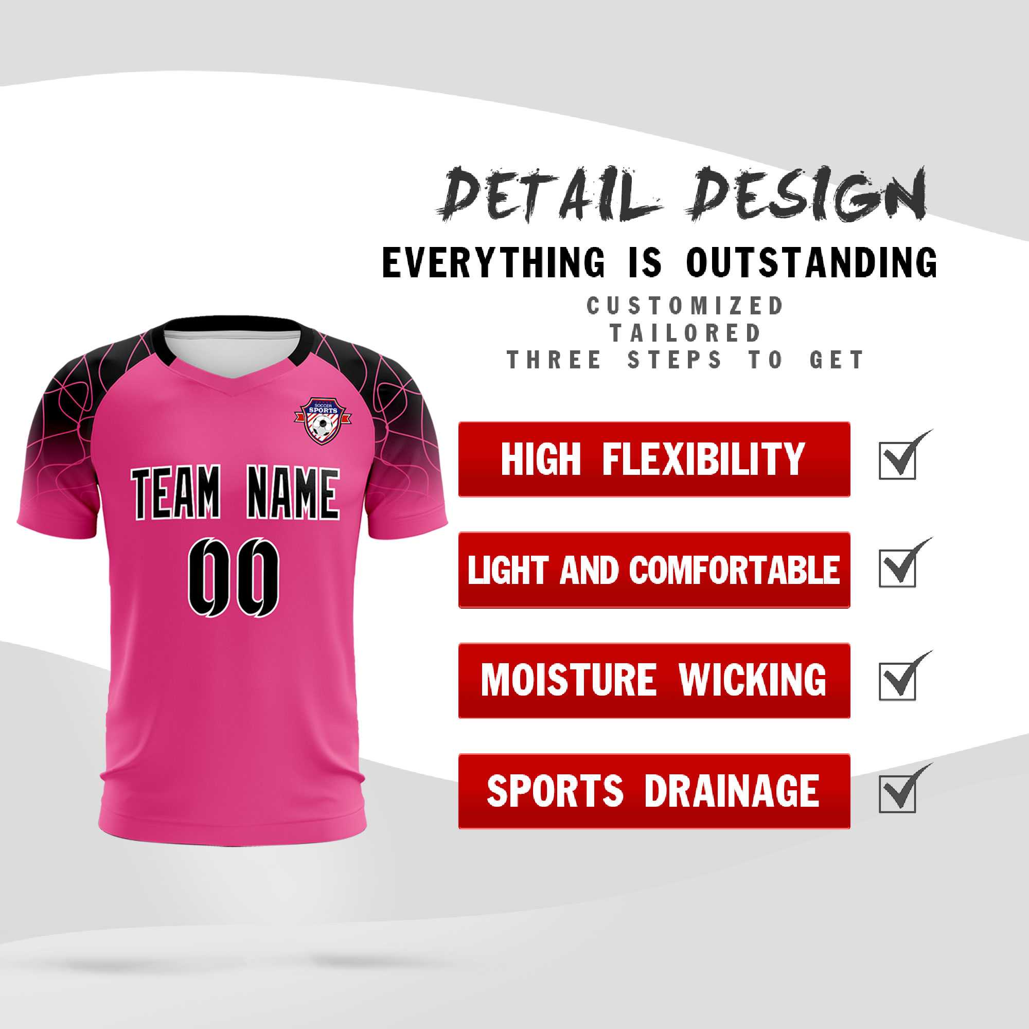 Custom Rose Red Classic Football Training Kit Jersey For Adults/Kids