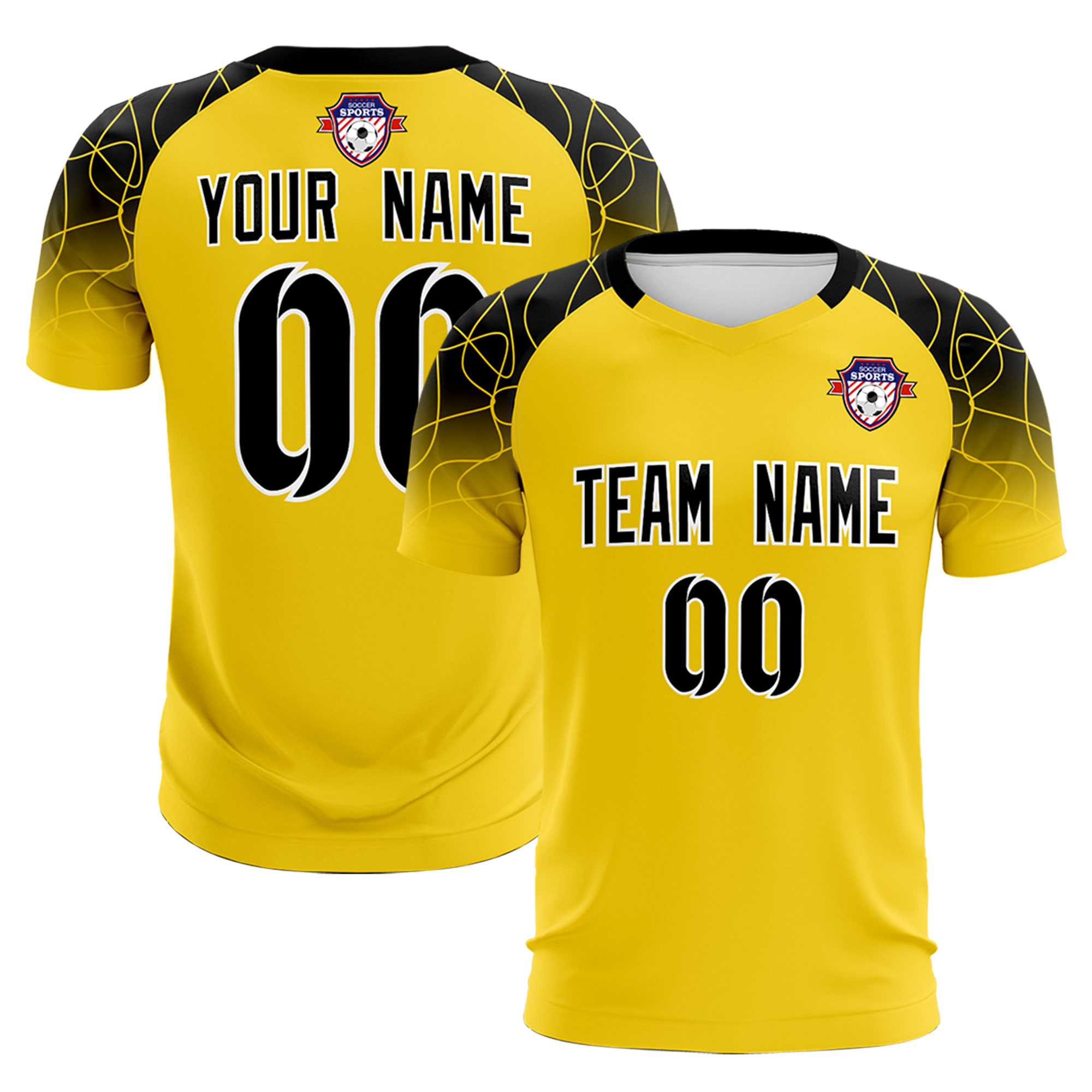 Custom Gold Classic Football Training Kit Jersey For Adults/Kids