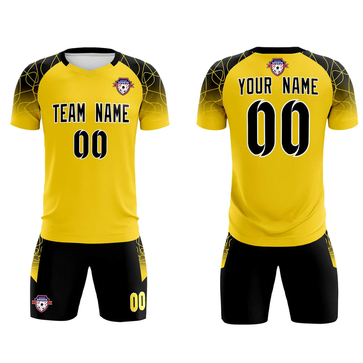 Custom Gold Classic Football Training Kit Jersey For Adults/Kids