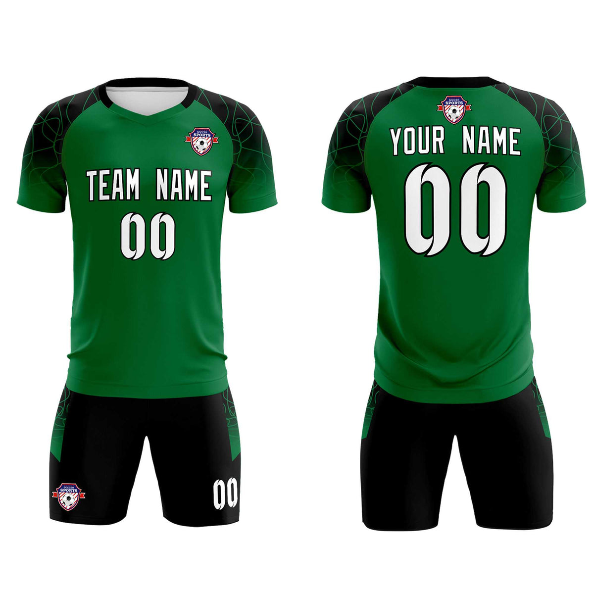 Custom Kelly Green Classic Football Training Kit Jersey For Adults/Kids