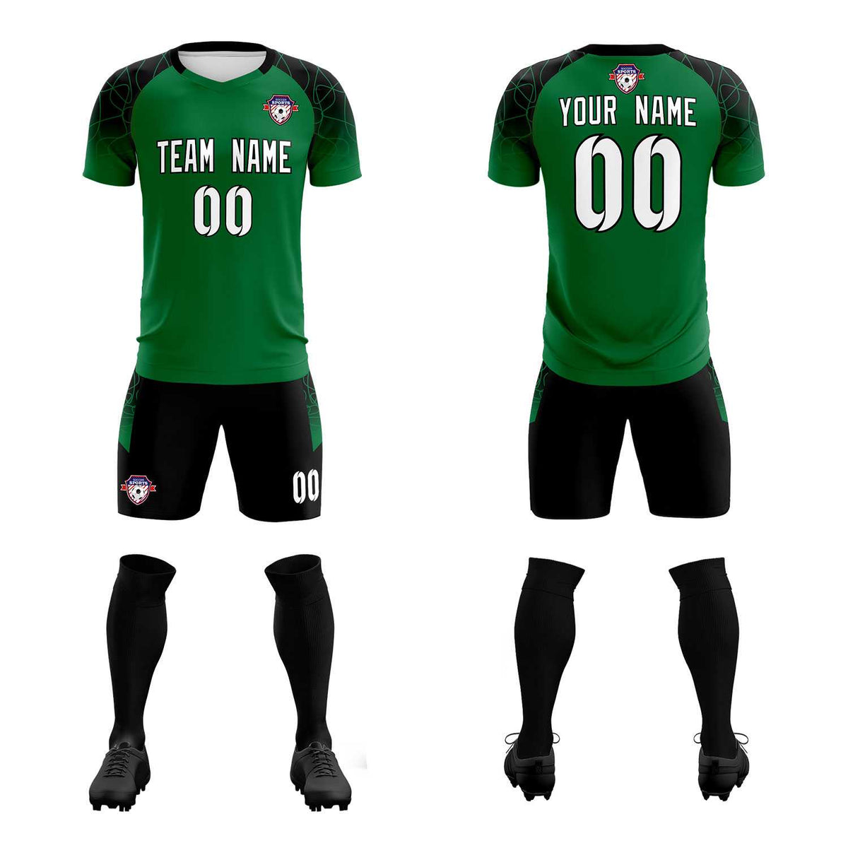 Custom Kelly Green Classic Football Training Kit Jersey For Adults/Kids