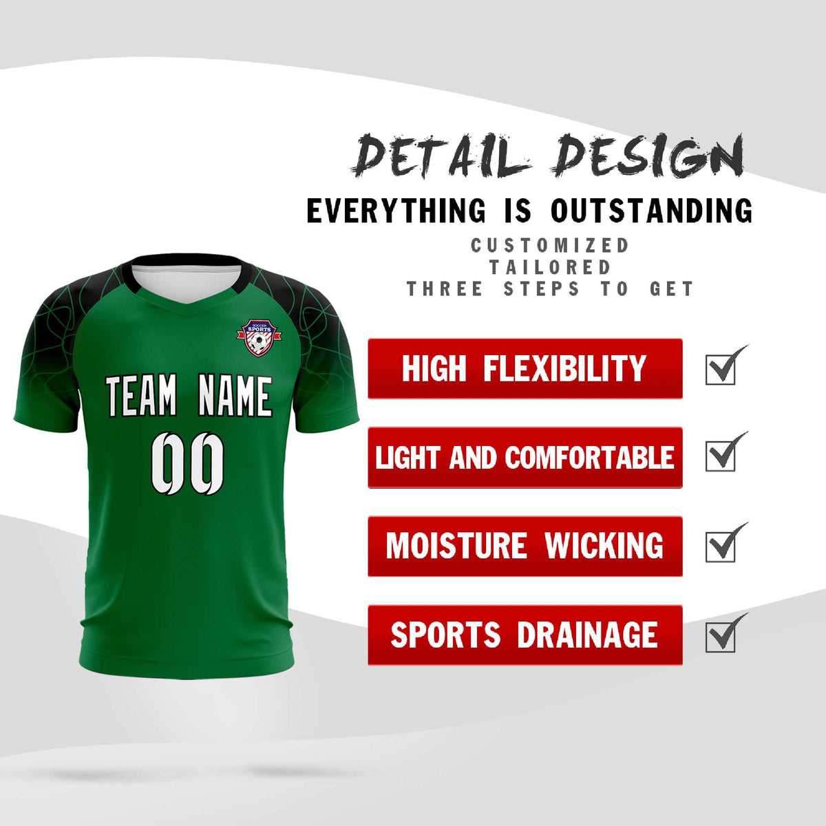 Custom Kelly Green Classic Football Training Kit Jersey For Adults/Kids