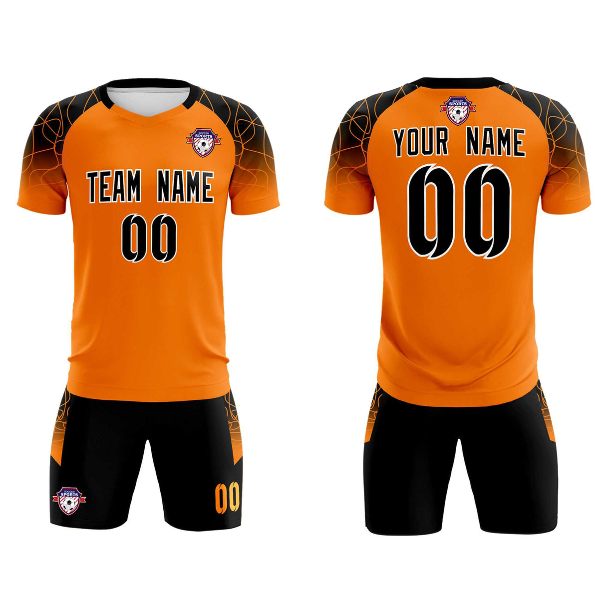 Custom Orange Classic Football Training Kit Jersey For Adults/Kids