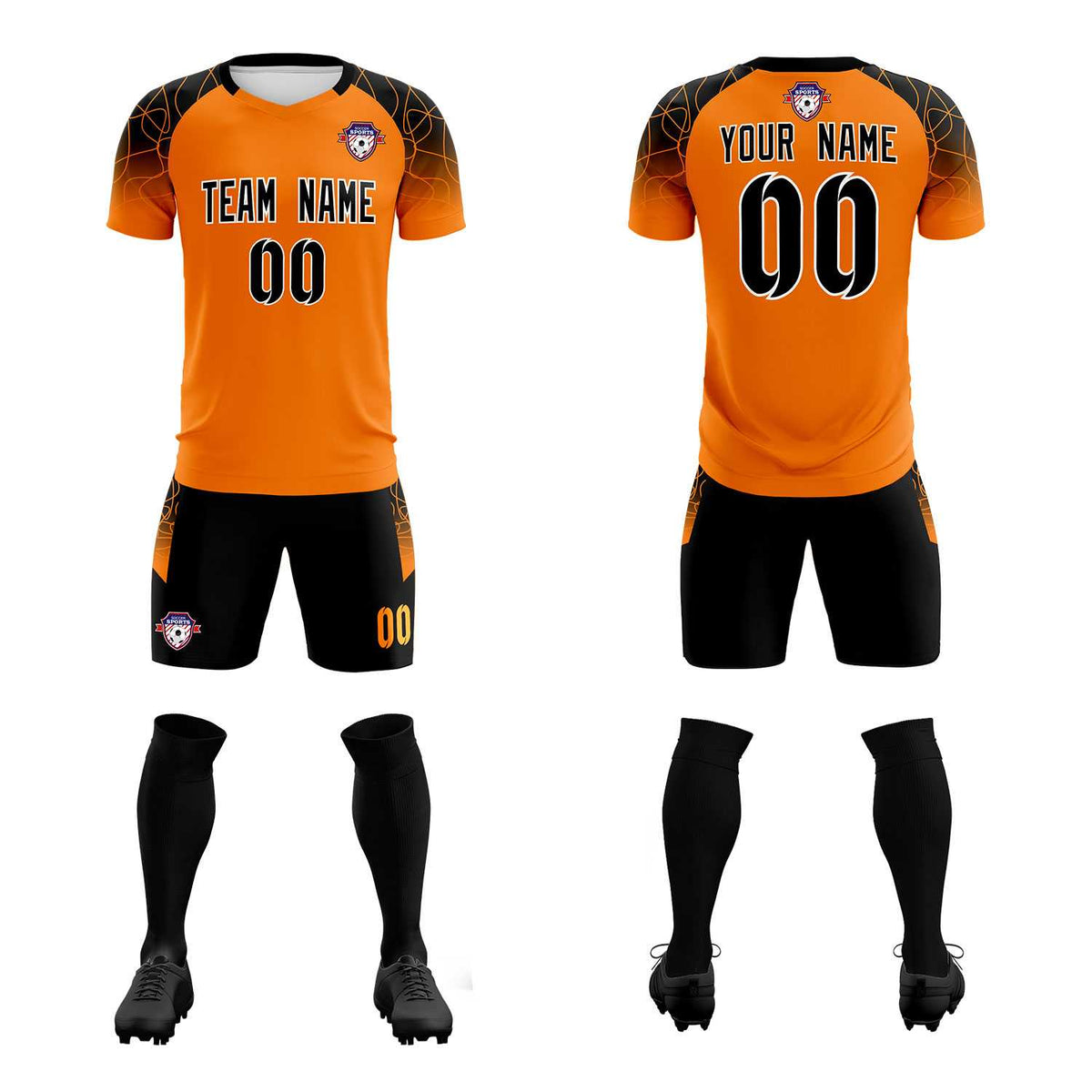 Custom Orange Classic Football Training Kit Jersey For Adults/Kids