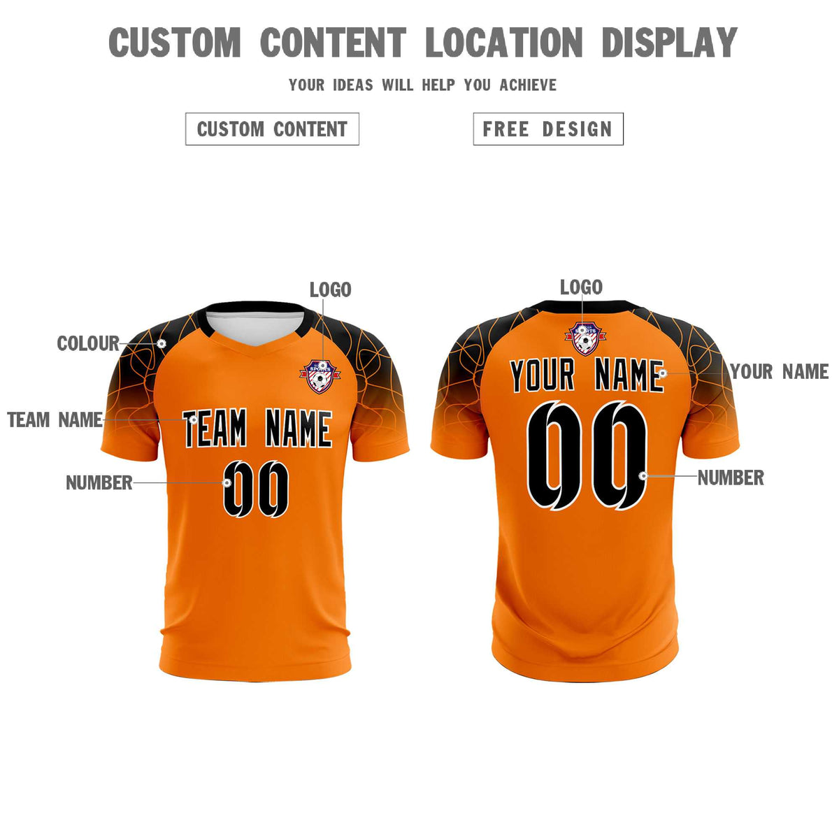 Custom Orange Classic Football Training Kit Jersey For Adults/Kids