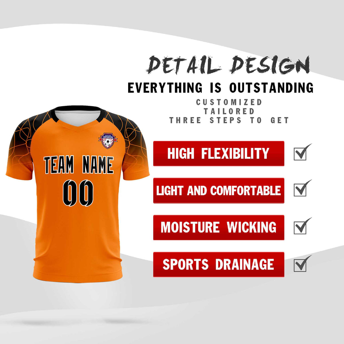 Custom Orange Classic Football Training Kit Jersey For Adults/Kids