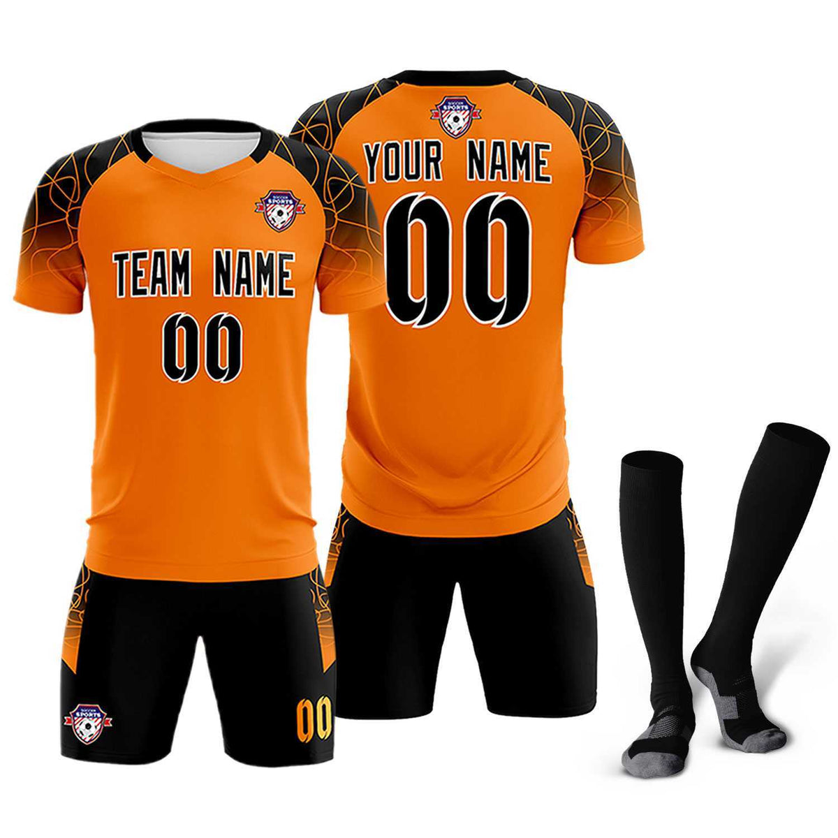 Custom Orange Classic Football Training Kit Jersey For Adults/Kids