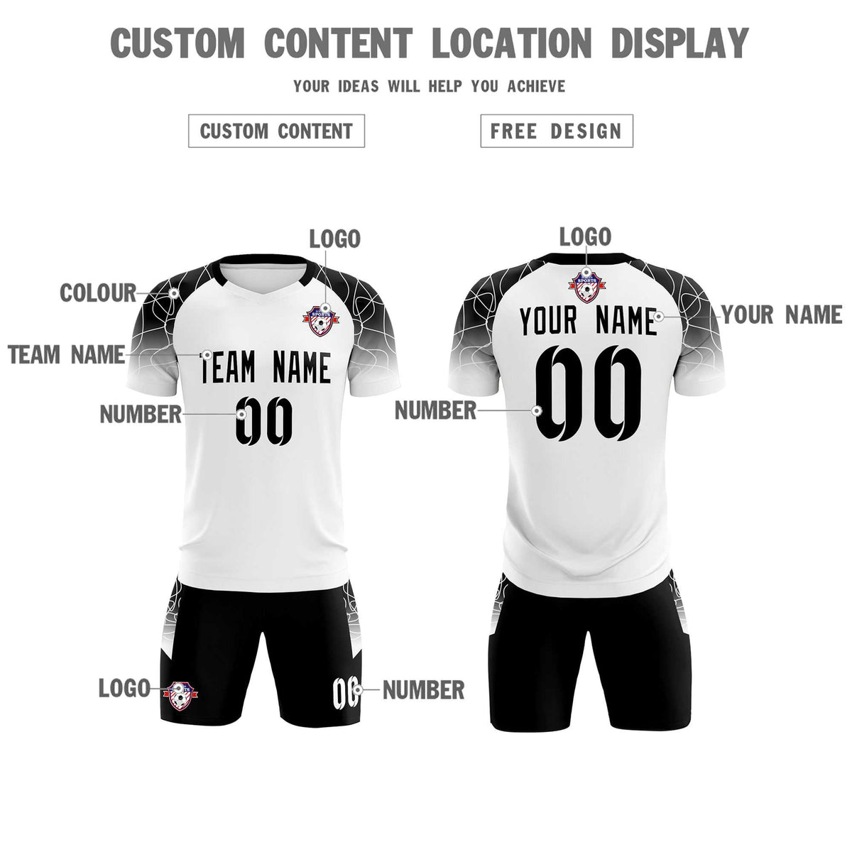 Custom White Classic Football Training Kit Jersey For Adults/Kids