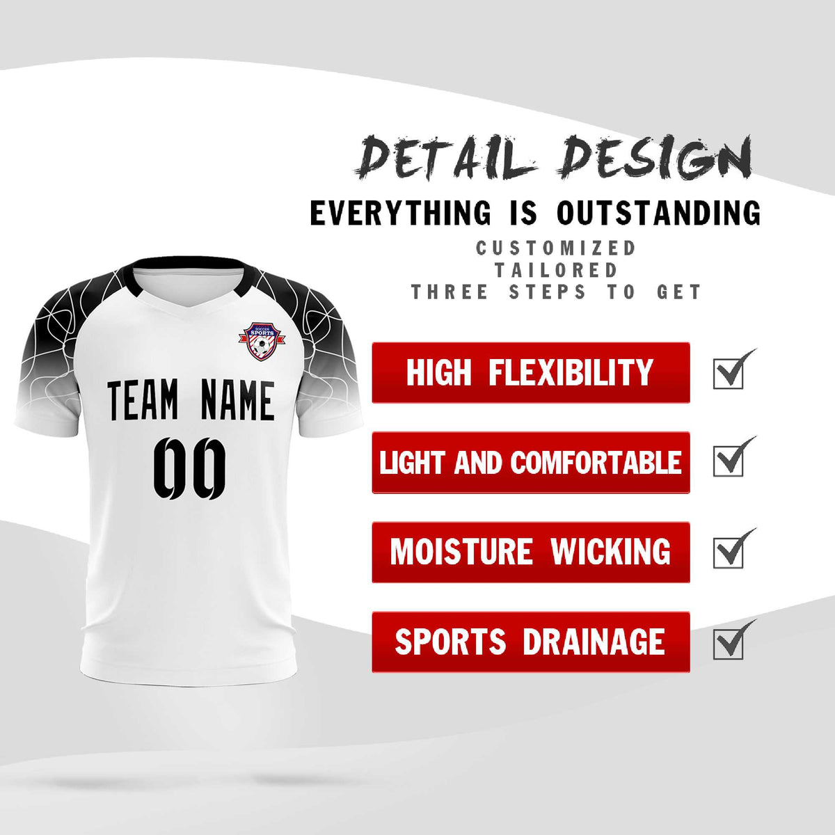 Custom White Classic Football Training Kit Jersey For Adults/Kids