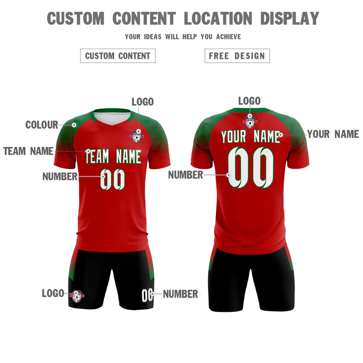Custom Red Classic Football Training Kit Jersey For Adults/Kids
