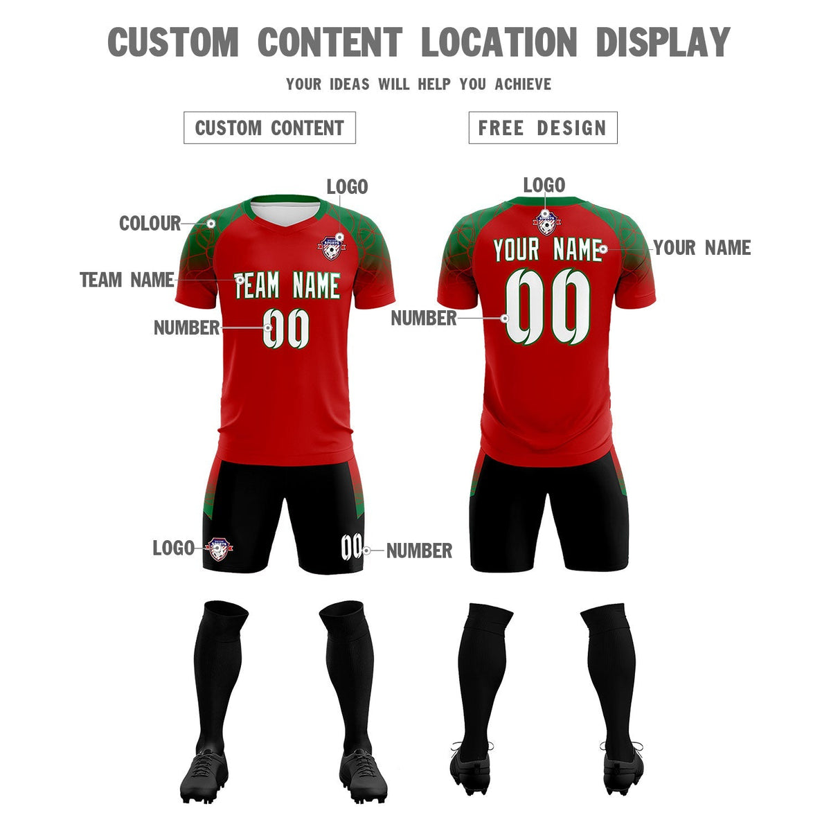 Custom Red Classic Football Training Kit Jersey For Adults/Kids
