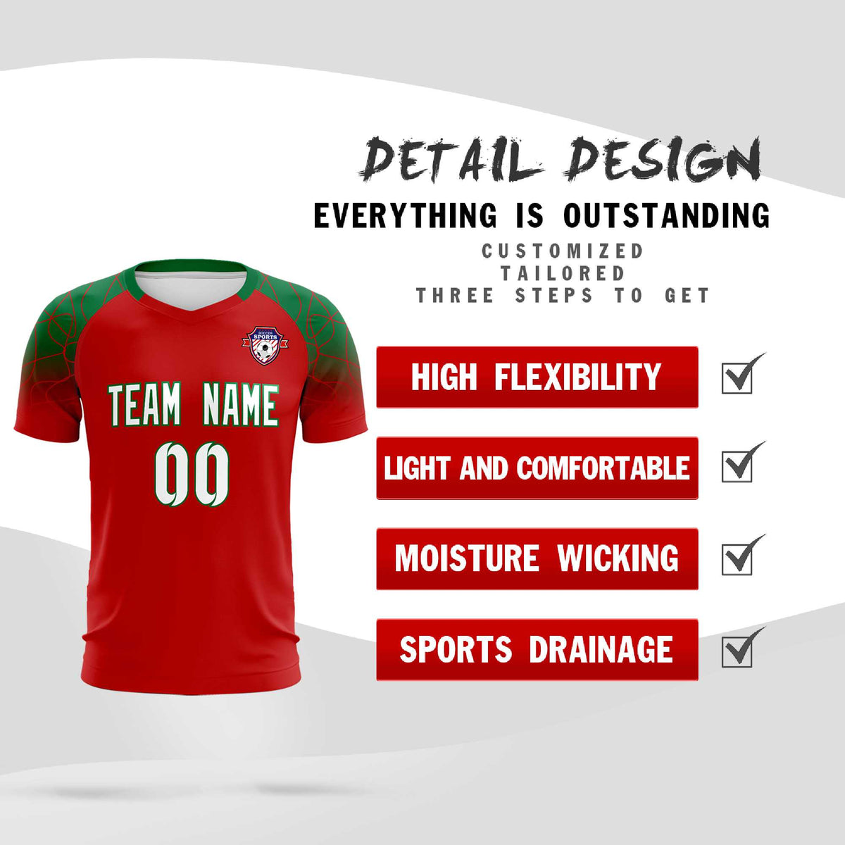 Custom Red Classic Football Training Kit Jersey For Adults/Kids
