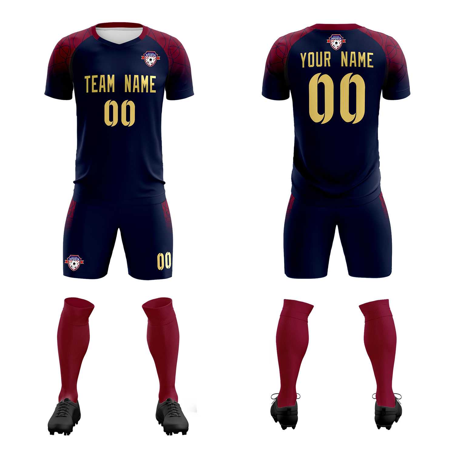 Custom Navy Classic Football Training Kit Jersey For Adults/Kids