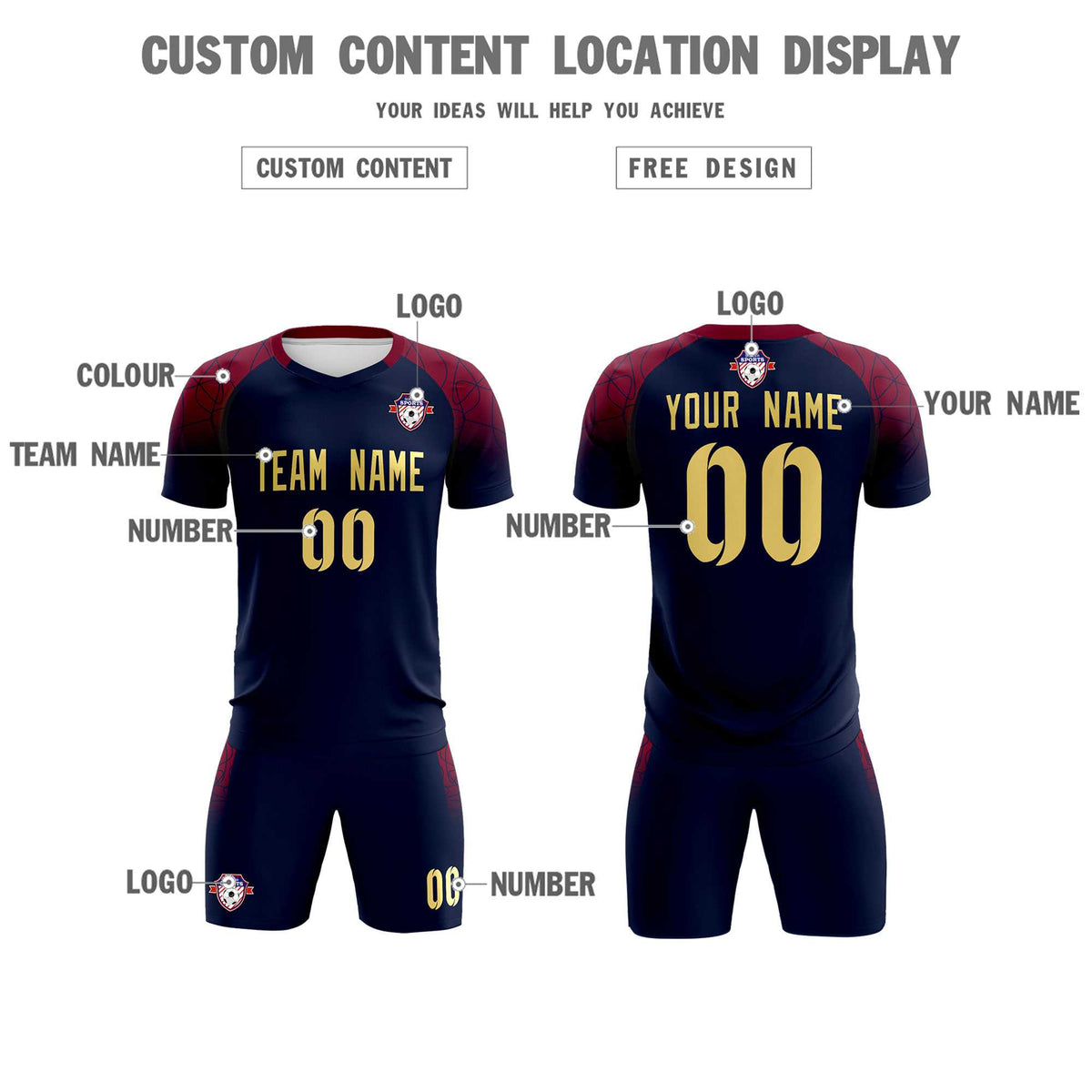 Custom Navy Classic Football Training Kit Jersey For Adults/Kids