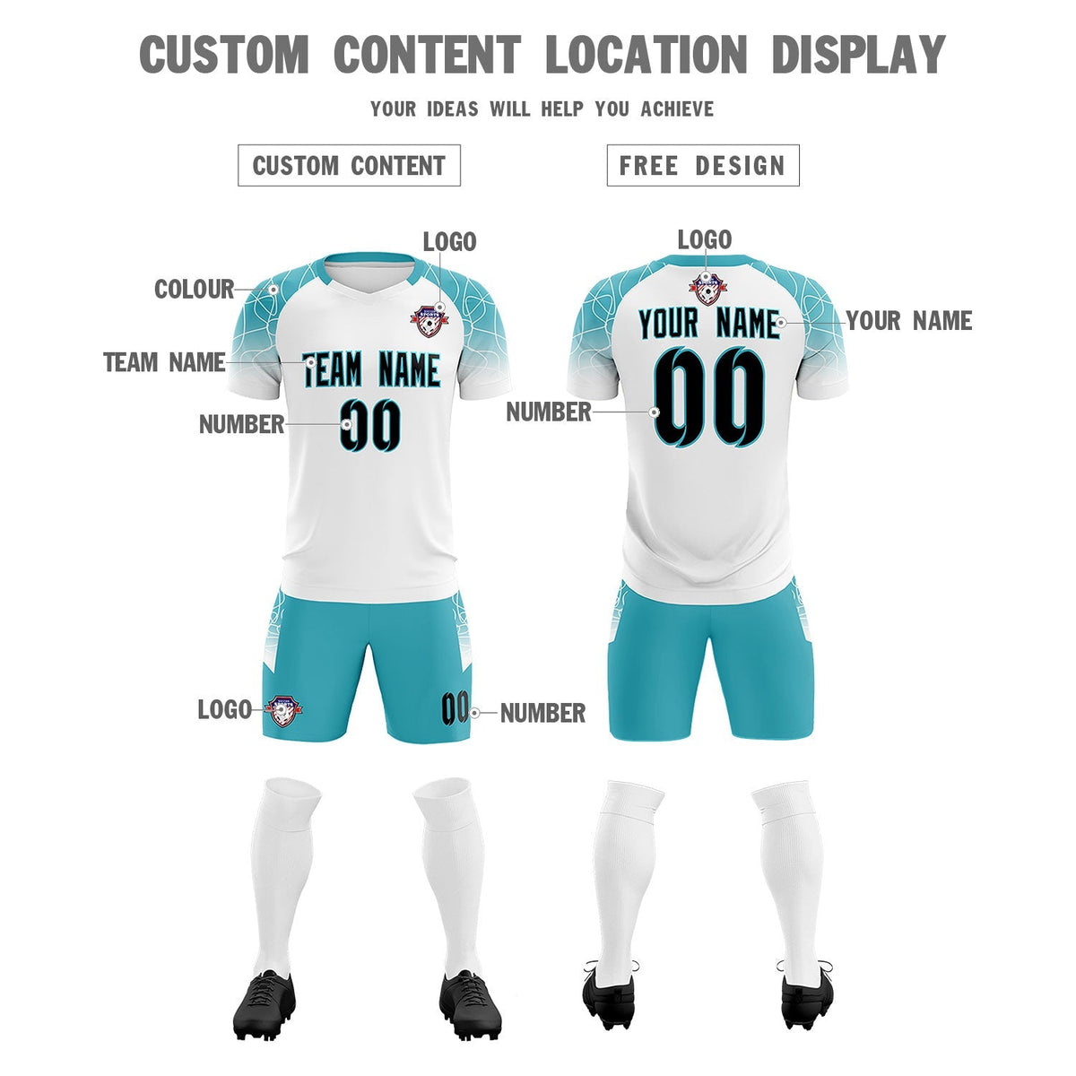 Custom White Classic Football Training Kit Jersey For Adults/Kids